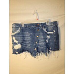 Distressed Jean Skirt Skort elastic Waist Womens Plus Size 1X Shein Mini Short